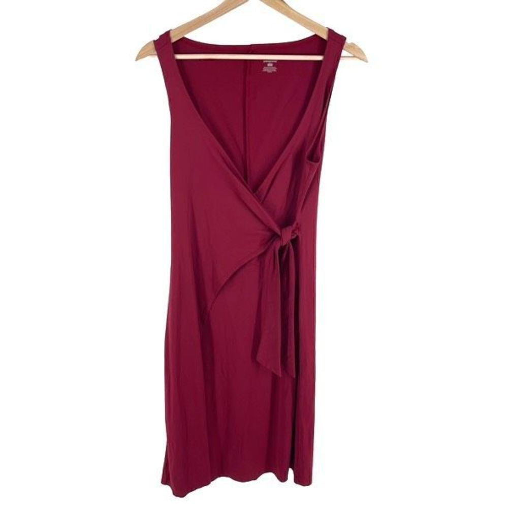 Patagonia Women's Wrap Dress Sleeveless Overlap Fit & Flare Stretch Red Large